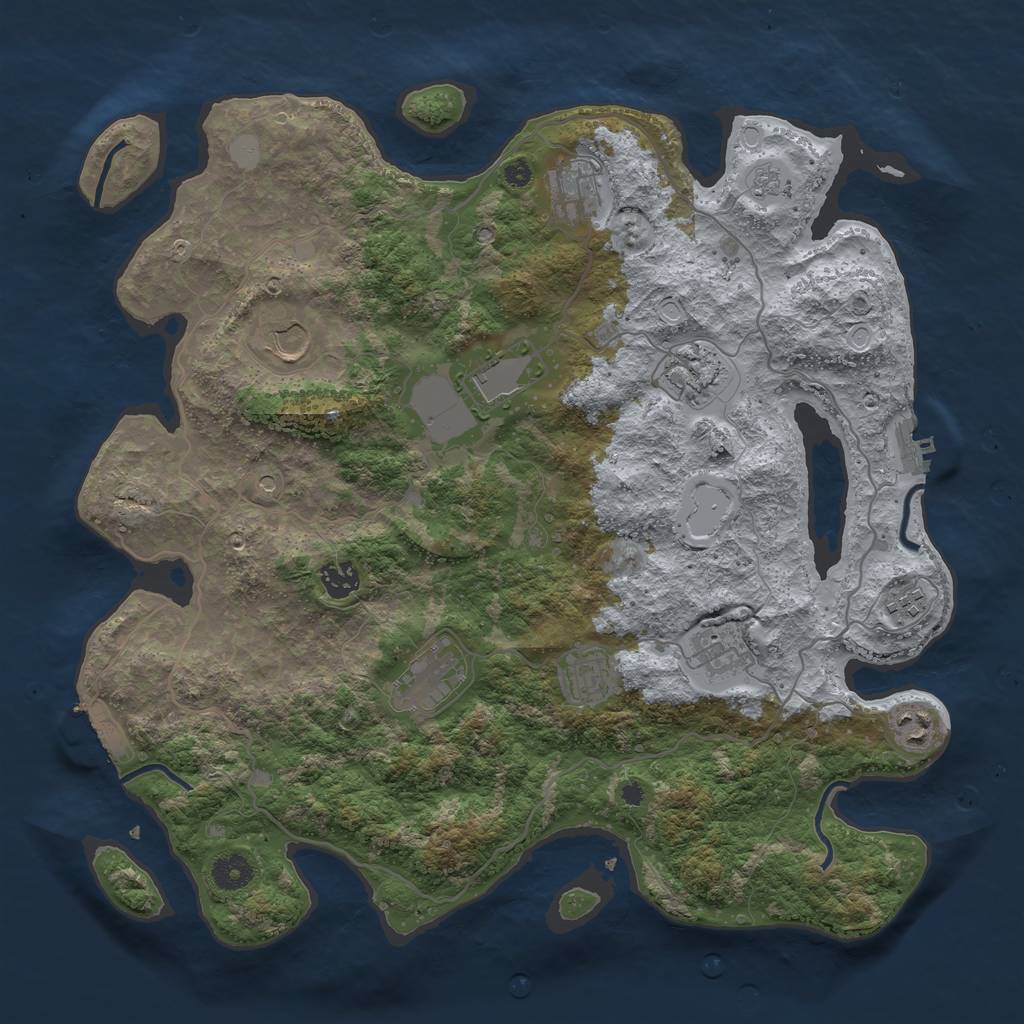 Rust Map: Procedural Map, Size: 4000, Seed: 1281937932, 19 Monuments