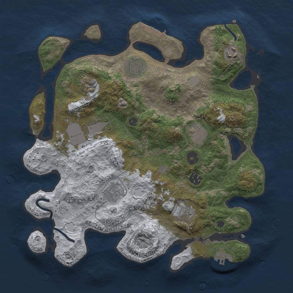 Rust Map: Procedural Map, Size: 3500, Seed: 959611466, 17 Monuments