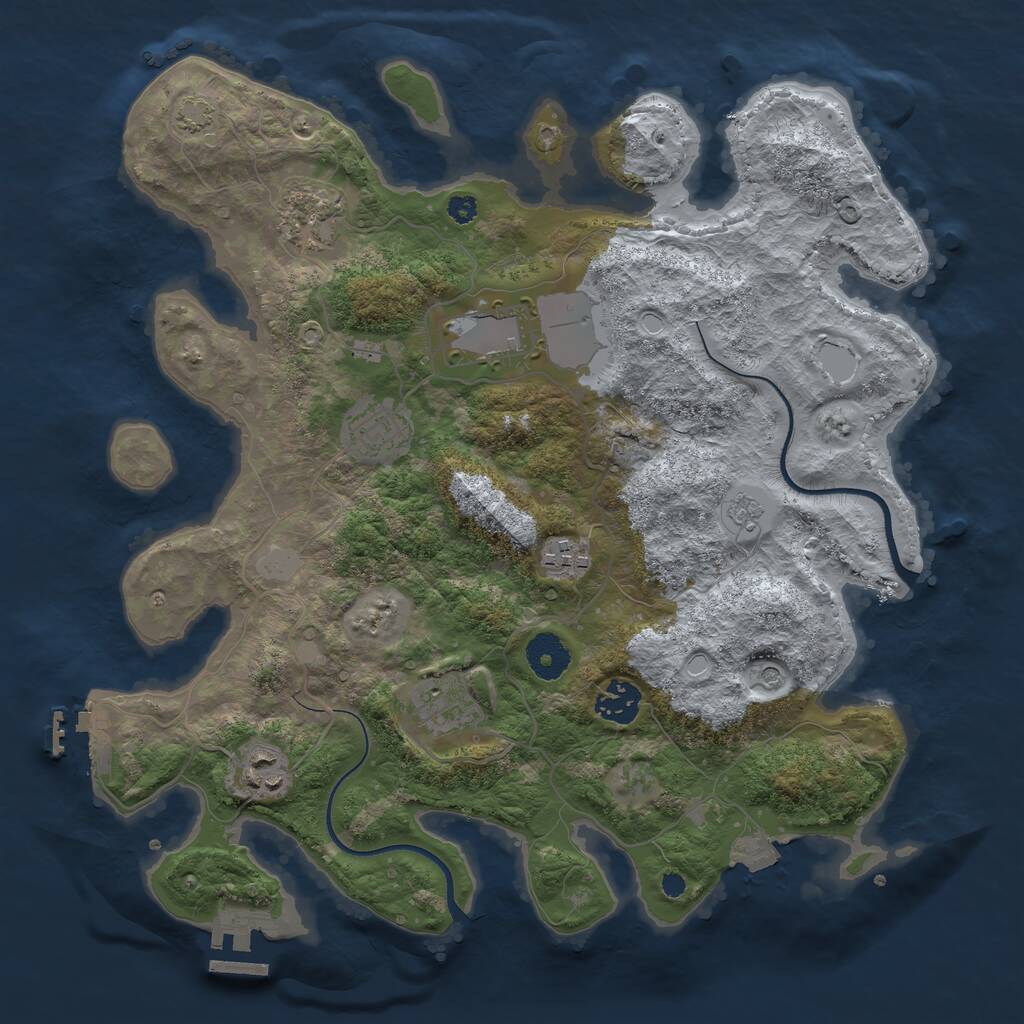 Rust Map: Procedural Map, Size: 3500, Seed: 750703408, 13 Monuments