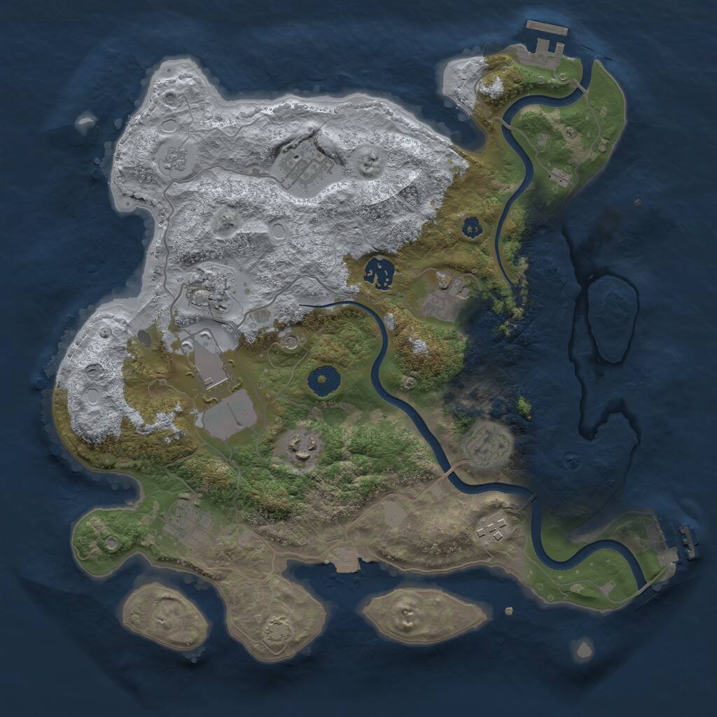 Rust Map: Procedural Map, Size: 3500, Seed: 7354345, 15 Monuments