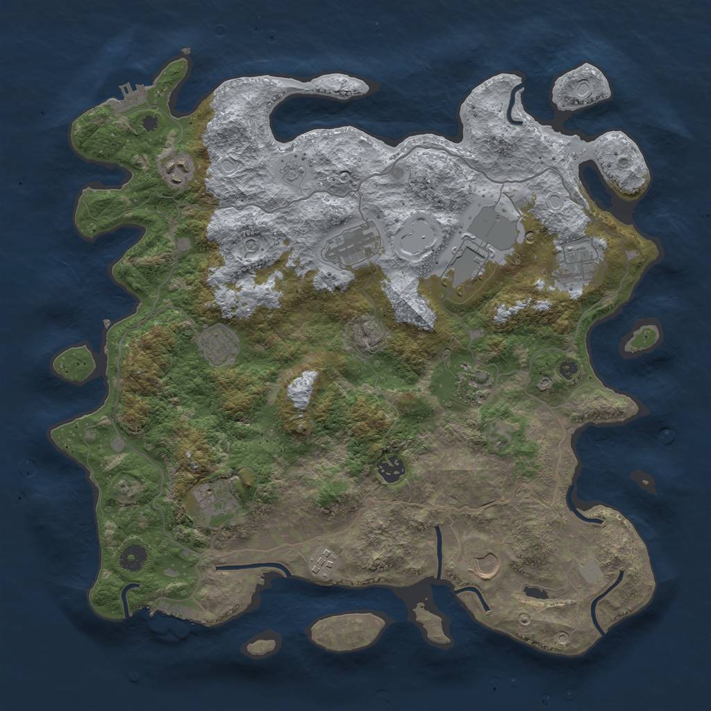 Rust Map: Procedural Map, Size: 4000, Seed: 2092192794, 19 Monuments