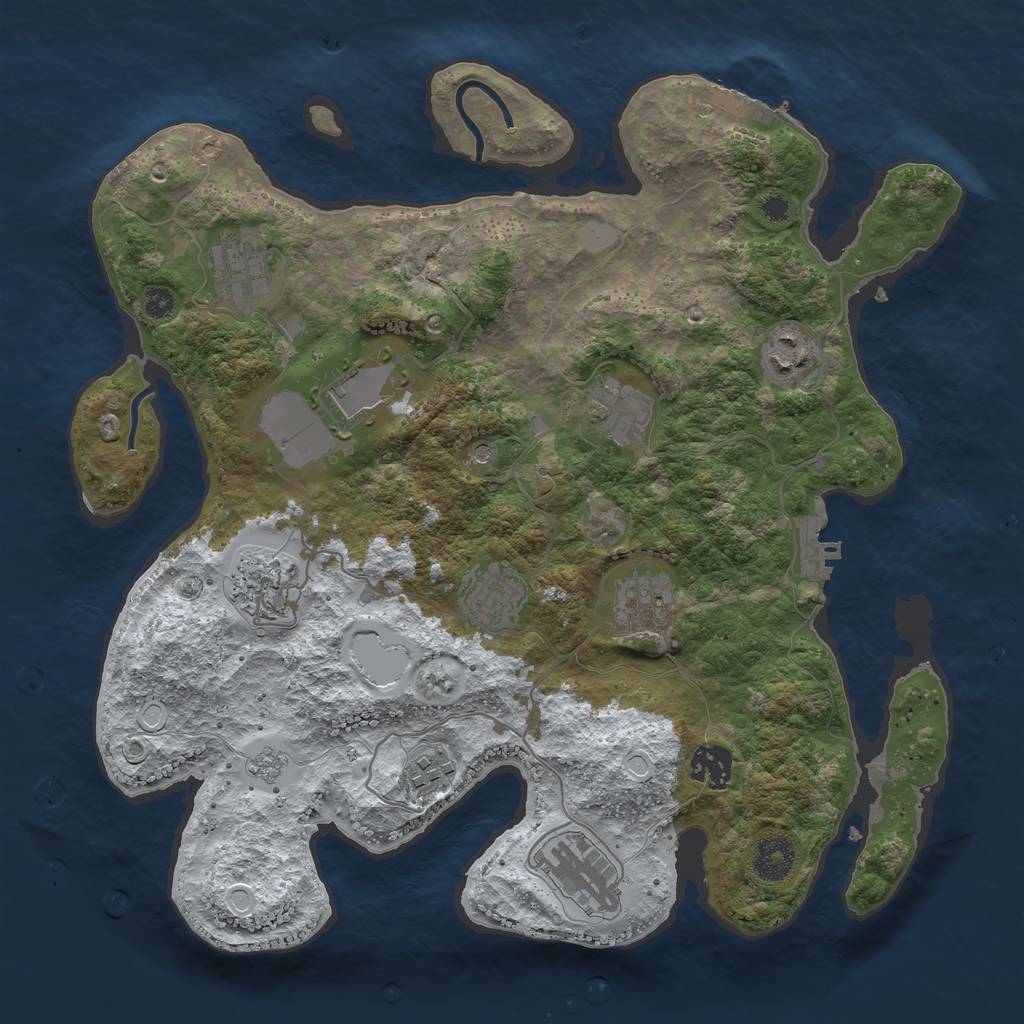 Rust Map: Procedural Map, Size: 3500, Seed: 1601459344, 19 Monuments