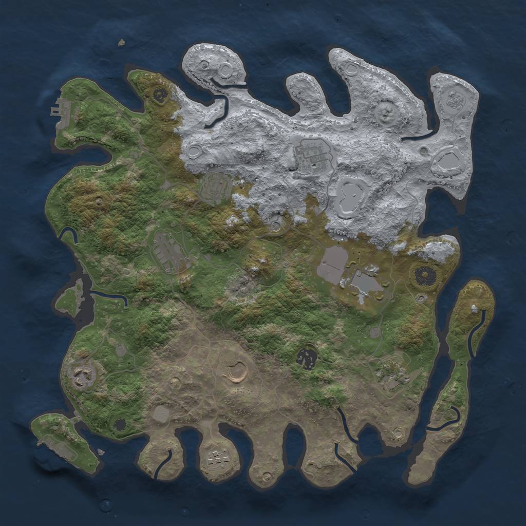 Rust Map: Procedural Map, Size: 3750, Seed: 1287177131, 18 Monuments