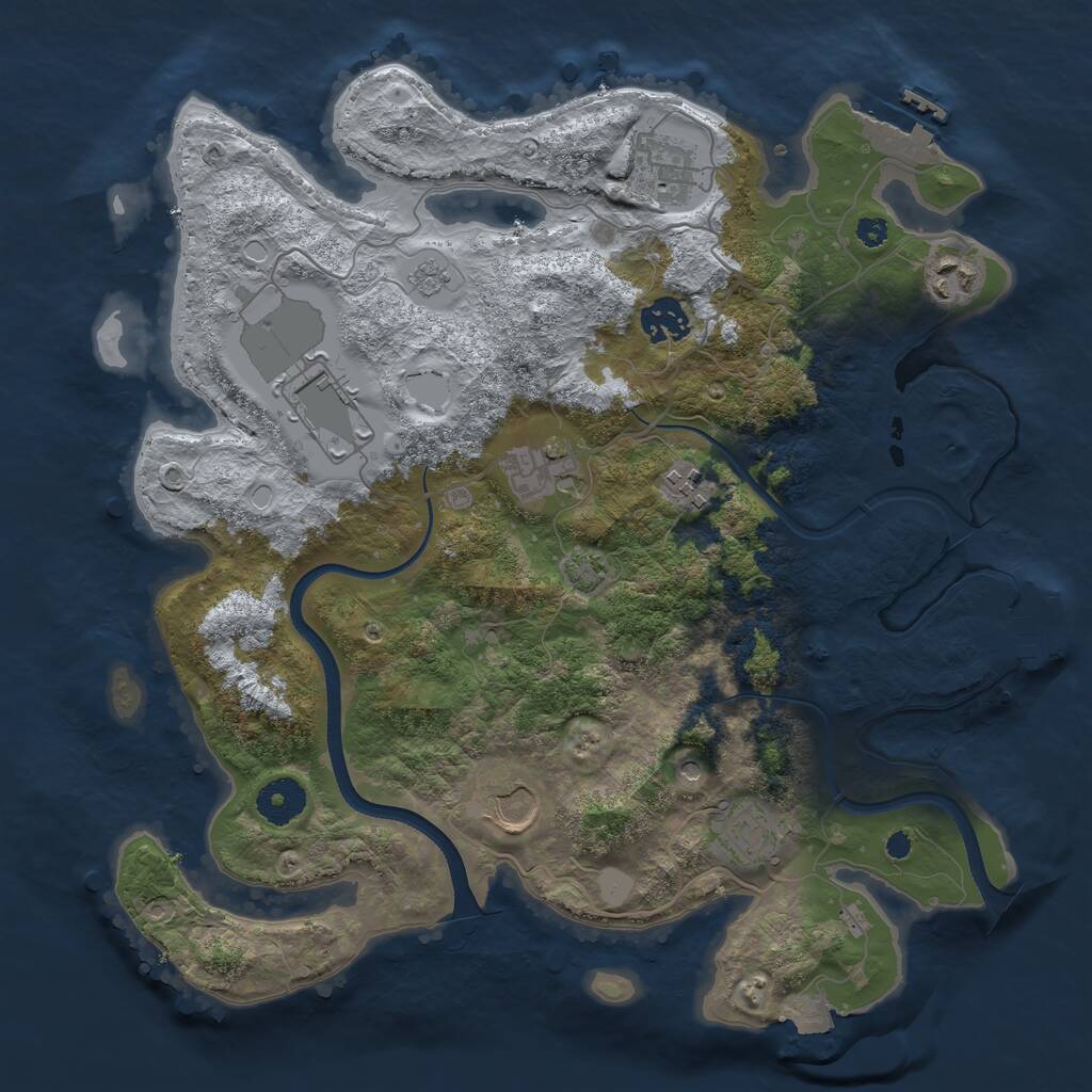 Rust Map: Procedural Map, Size: 3500, Seed: 235973259, 14 Monuments