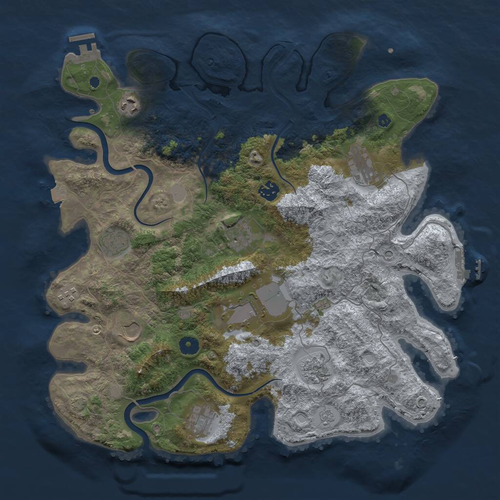 Rust Map: Procedural Map, Size: 3900, Seed: 48684, 16 Monuments
