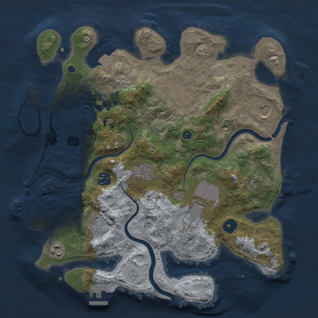Rust Map: Procedural Map, Size: 3500, Seed: 873438474, 15 Monuments
