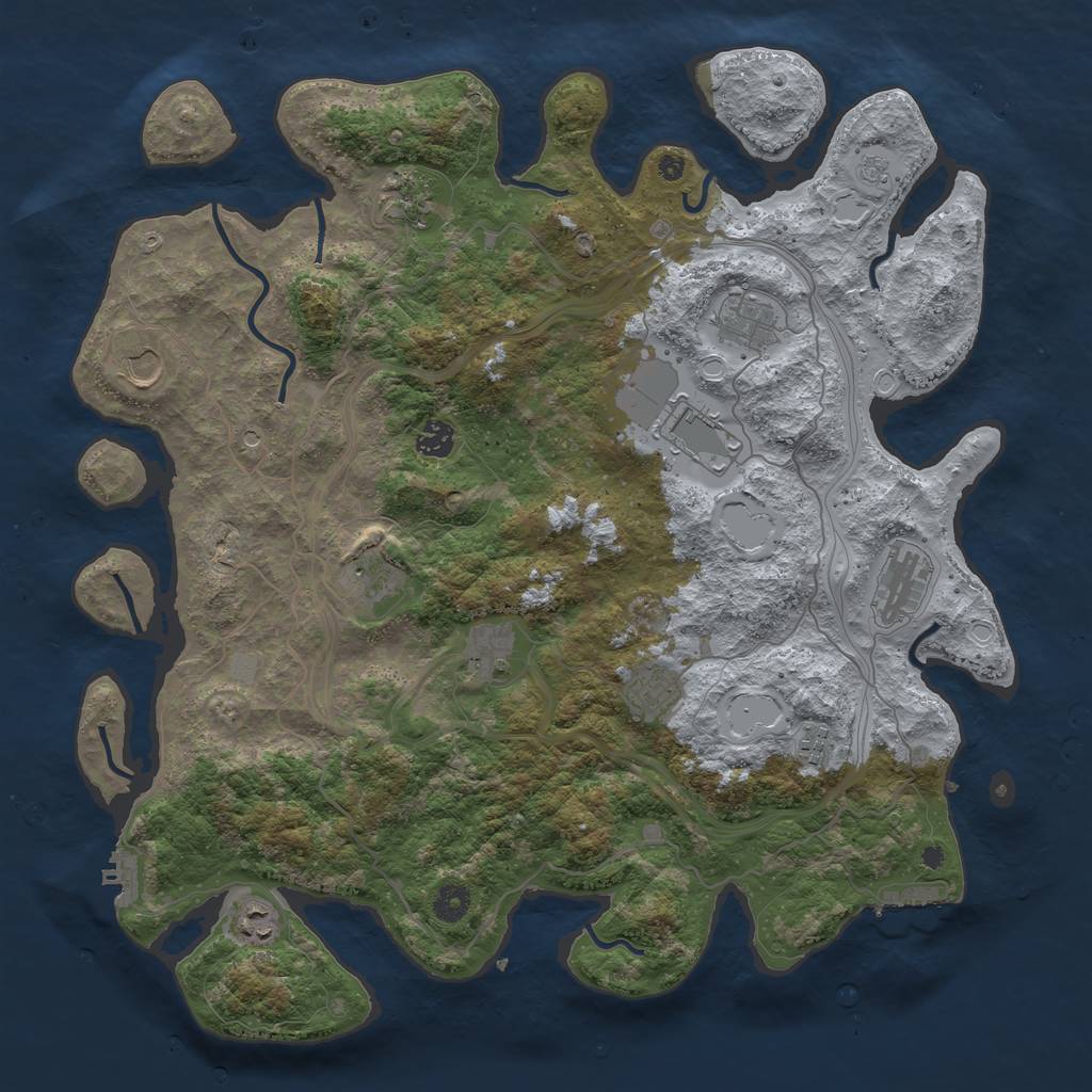 Rust Map: Procedural Map, Size: 4300, Seed: 54895622, 20 Monuments