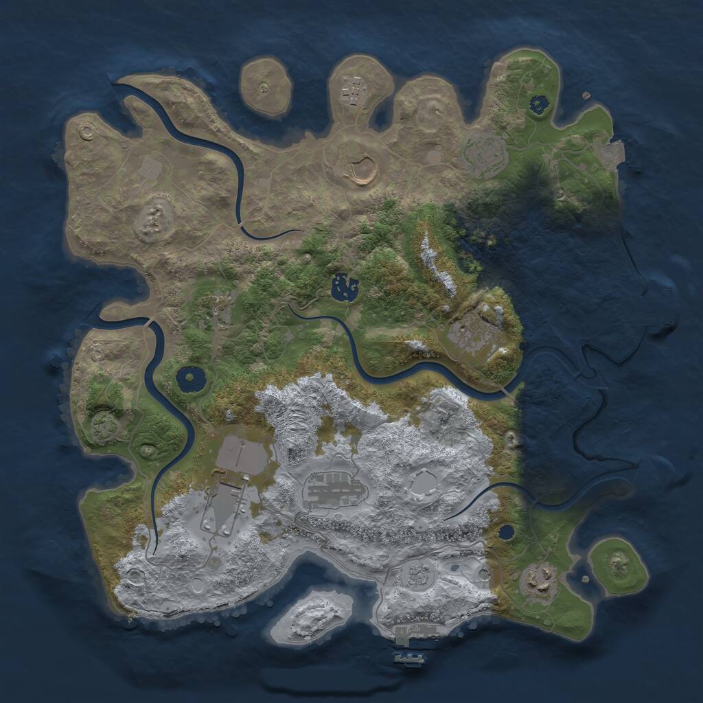 Rust Map: Procedural Map, Size: 3700, Seed: 421166431, 15 Monuments