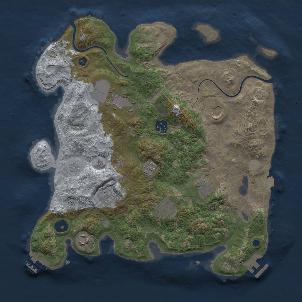 Rust Map: Procedural Map, Size: 3500, Seed: 638907, 14 Monuments
