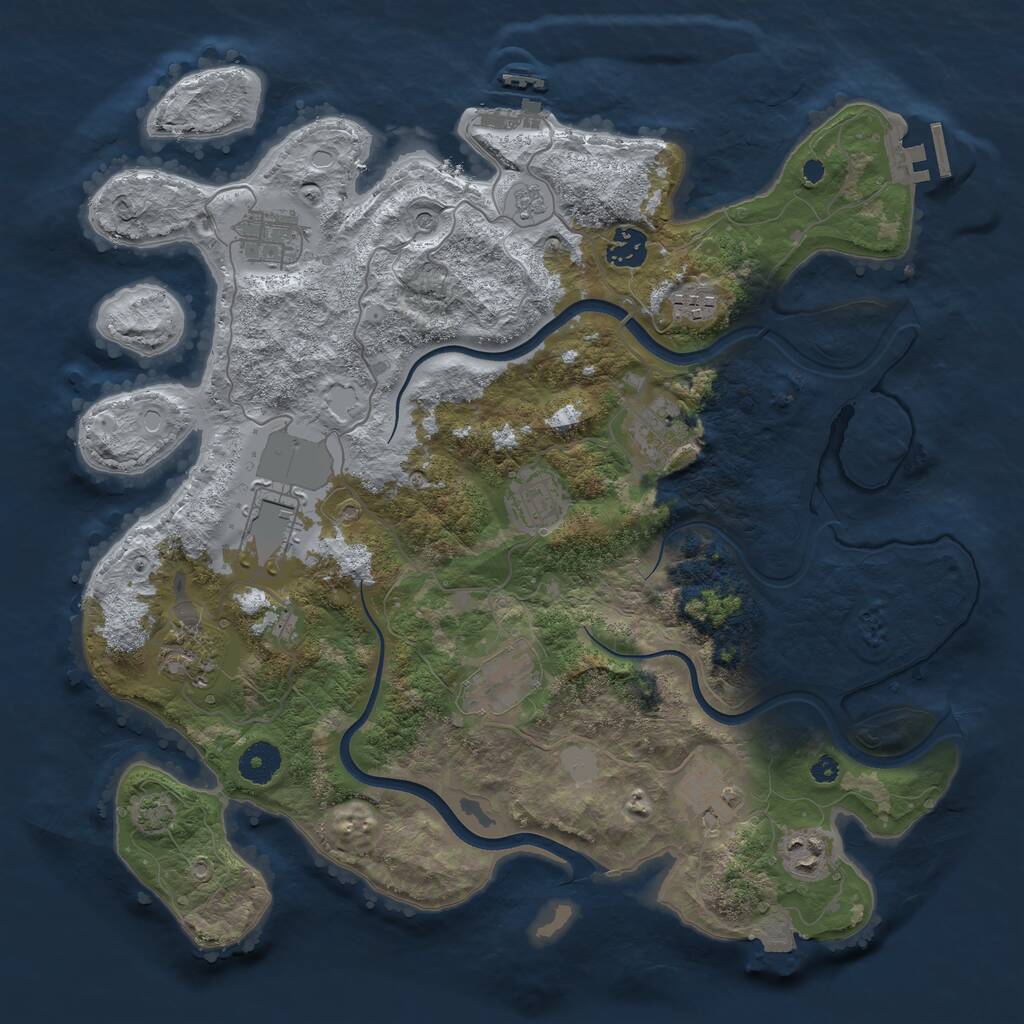 Rust Map: Procedural Map, Size: 3750, Seed: 1678158954, 16 Monuments