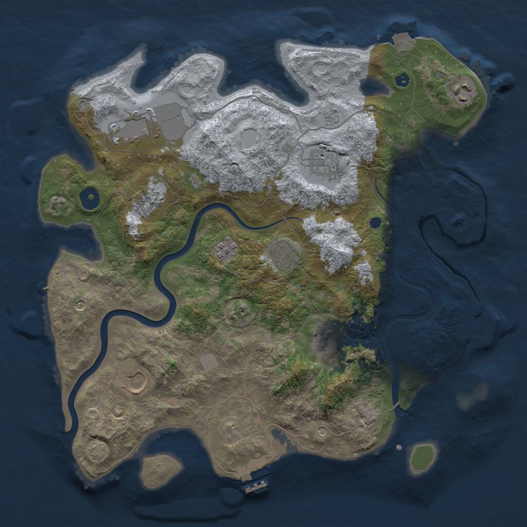 Rust Map: Procedural Map, Size: 3700, Seed: 1504208301, 14 Monuments