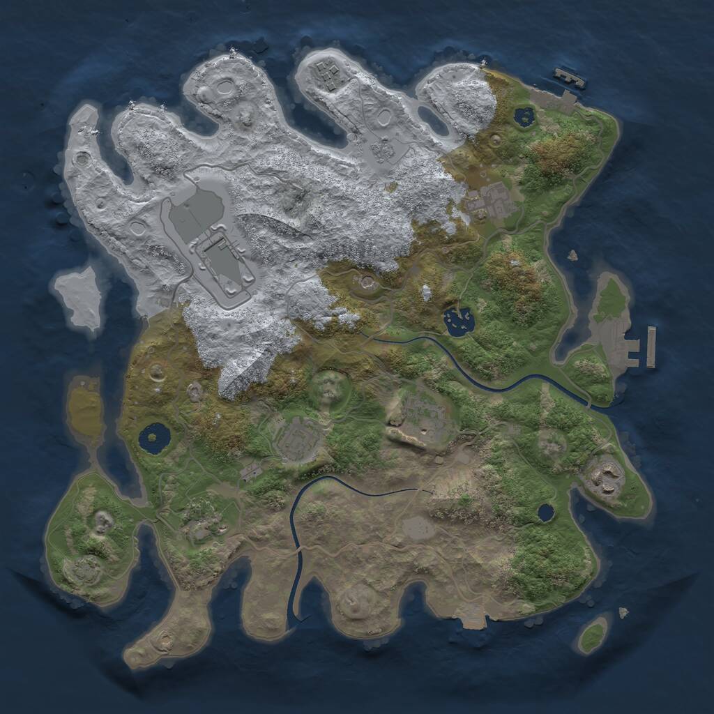 Rust Map: Procedural Map, Size: 3500, Seed: 327956116, 14 Monuments