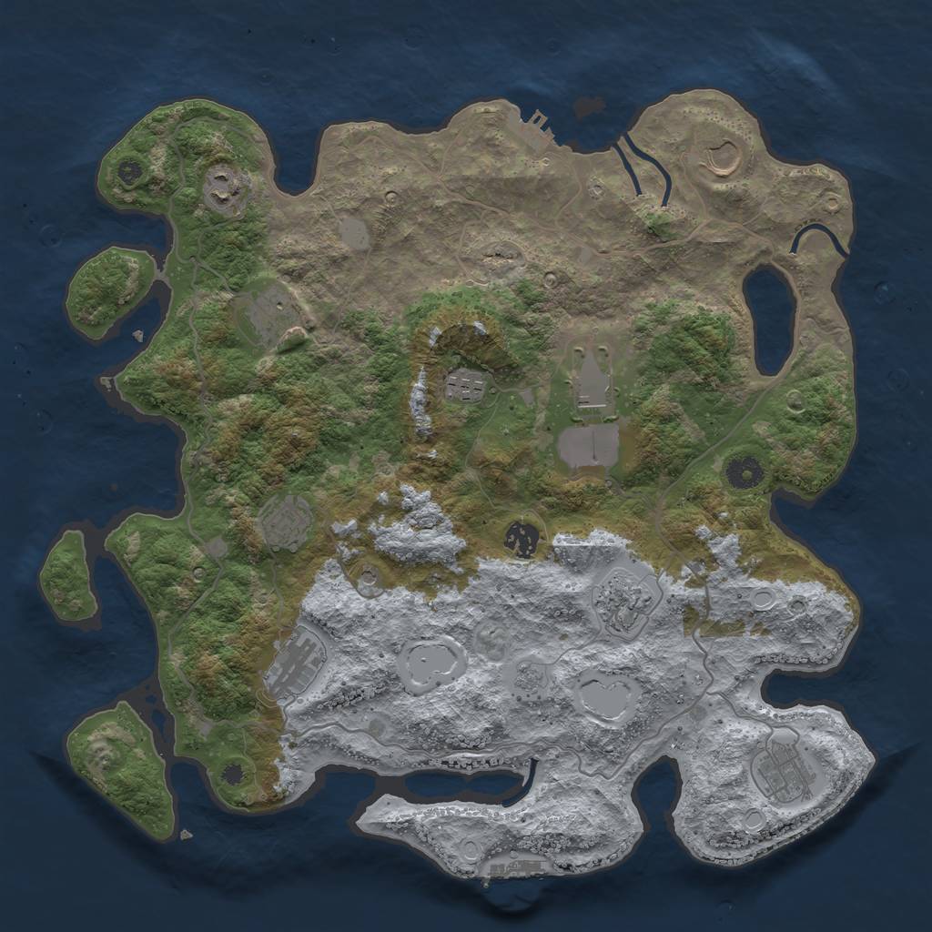Rust Map: Procedural Map, Size: 4000, Seed: 452072, 19 Monuments
