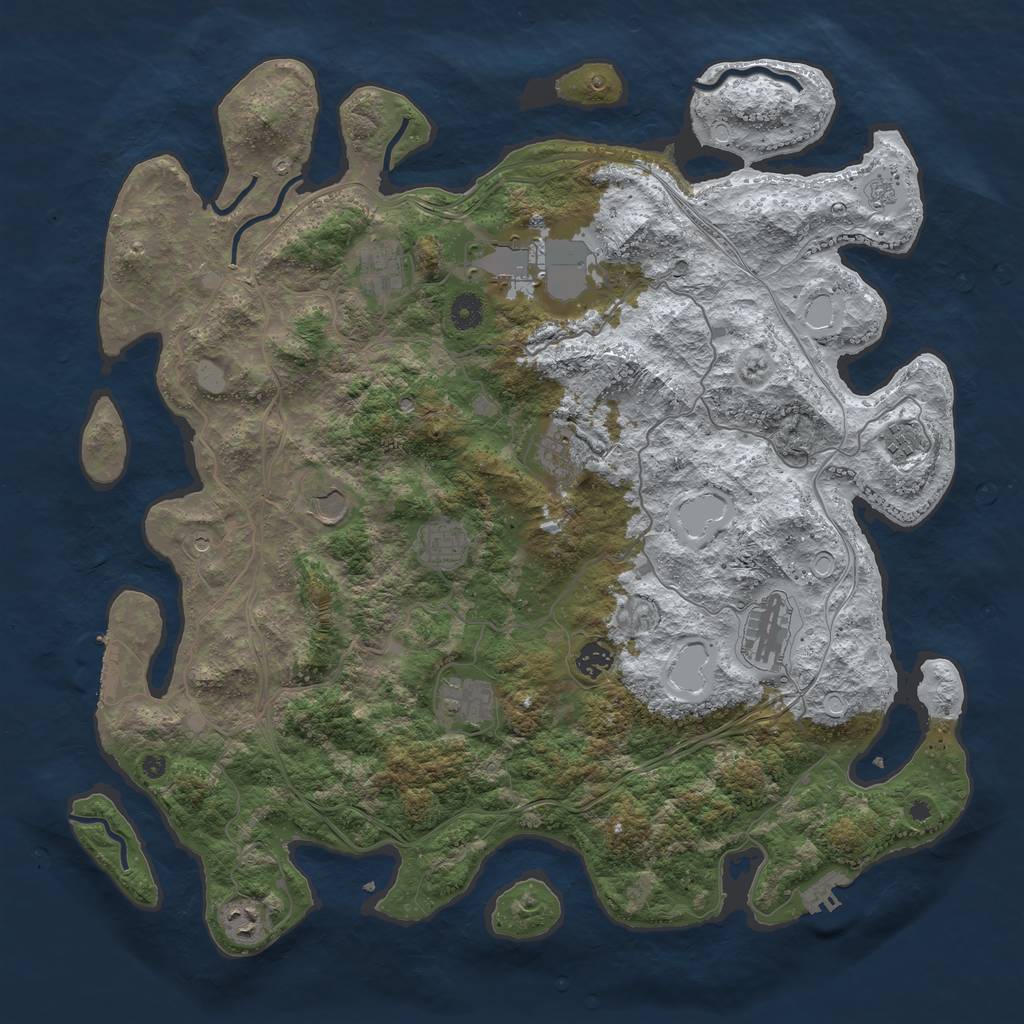 Rust Map: Procedural Map, Size: 4400, Seed: 730373977, 19 Monuments