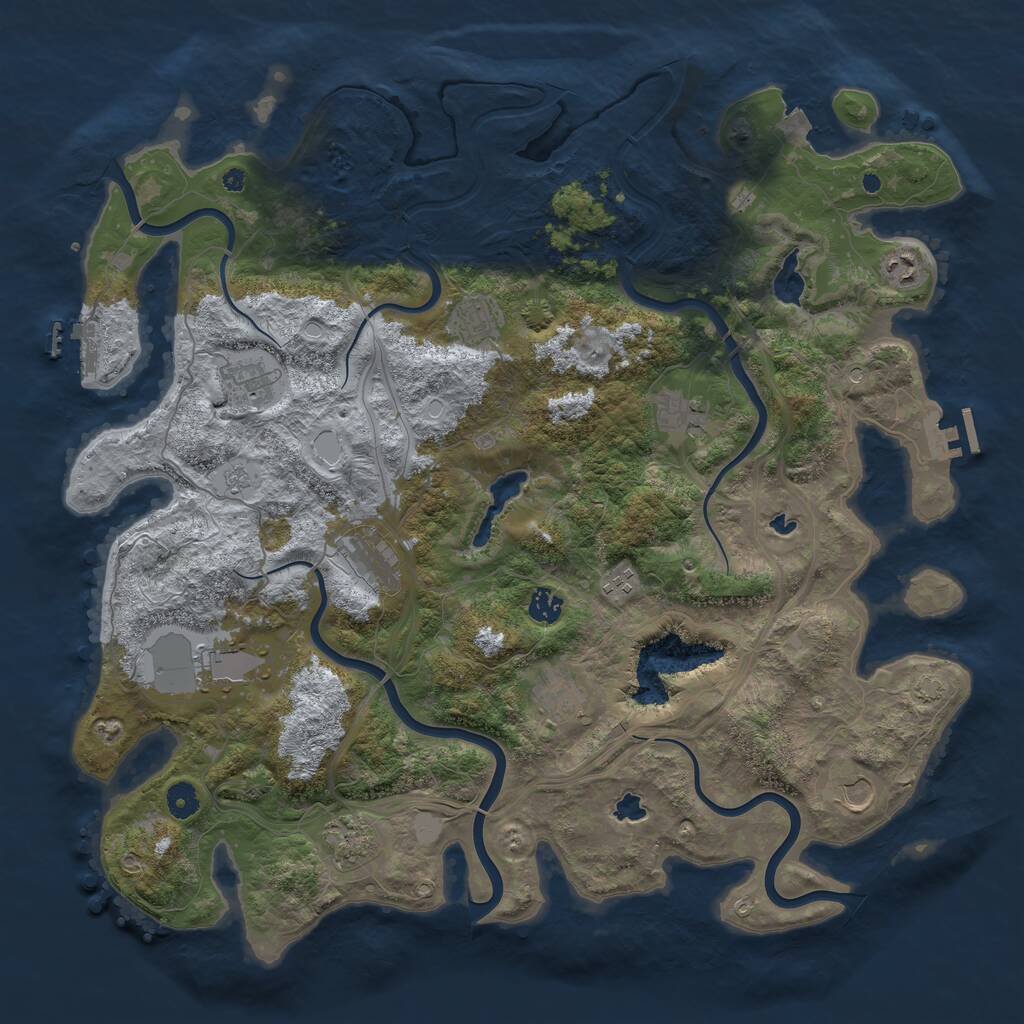 Rust Map: Procedural Map, Size: 4500, Seed: 52706491, 17 Monuments