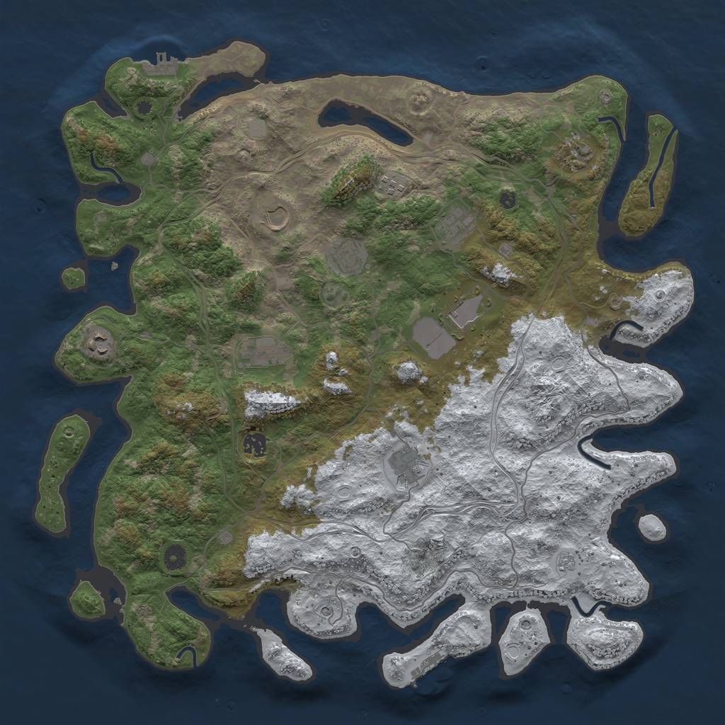 Rust Map: Procedural Map, Size: 4500, Seed: 81237279, 19 Monuments