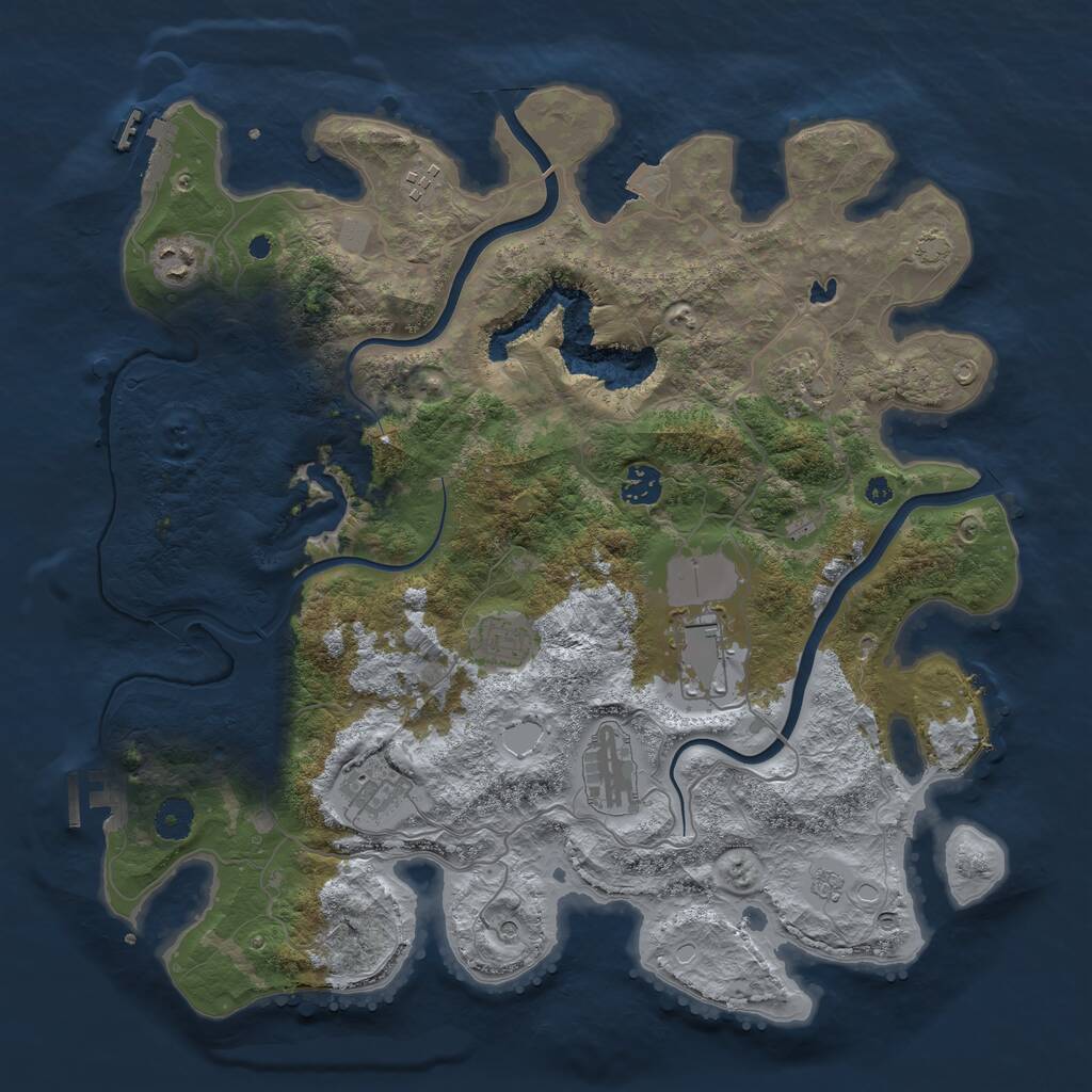 Rust Map: Procedural Map, Size: 4000, Seed: 844101450, 14 Monuments