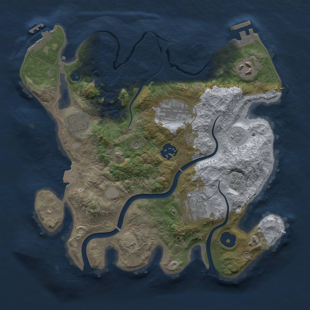 Rust Map: Procedural Map, Size: 3000, Seed: 14764, 12 Monuments