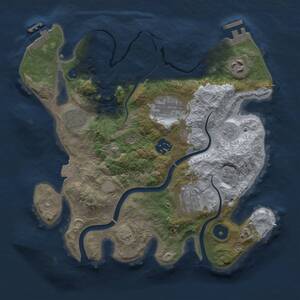 Thumbnail Rust Map: Procedural Map, Size: 3000, Seed: 14764, 12 Monuments