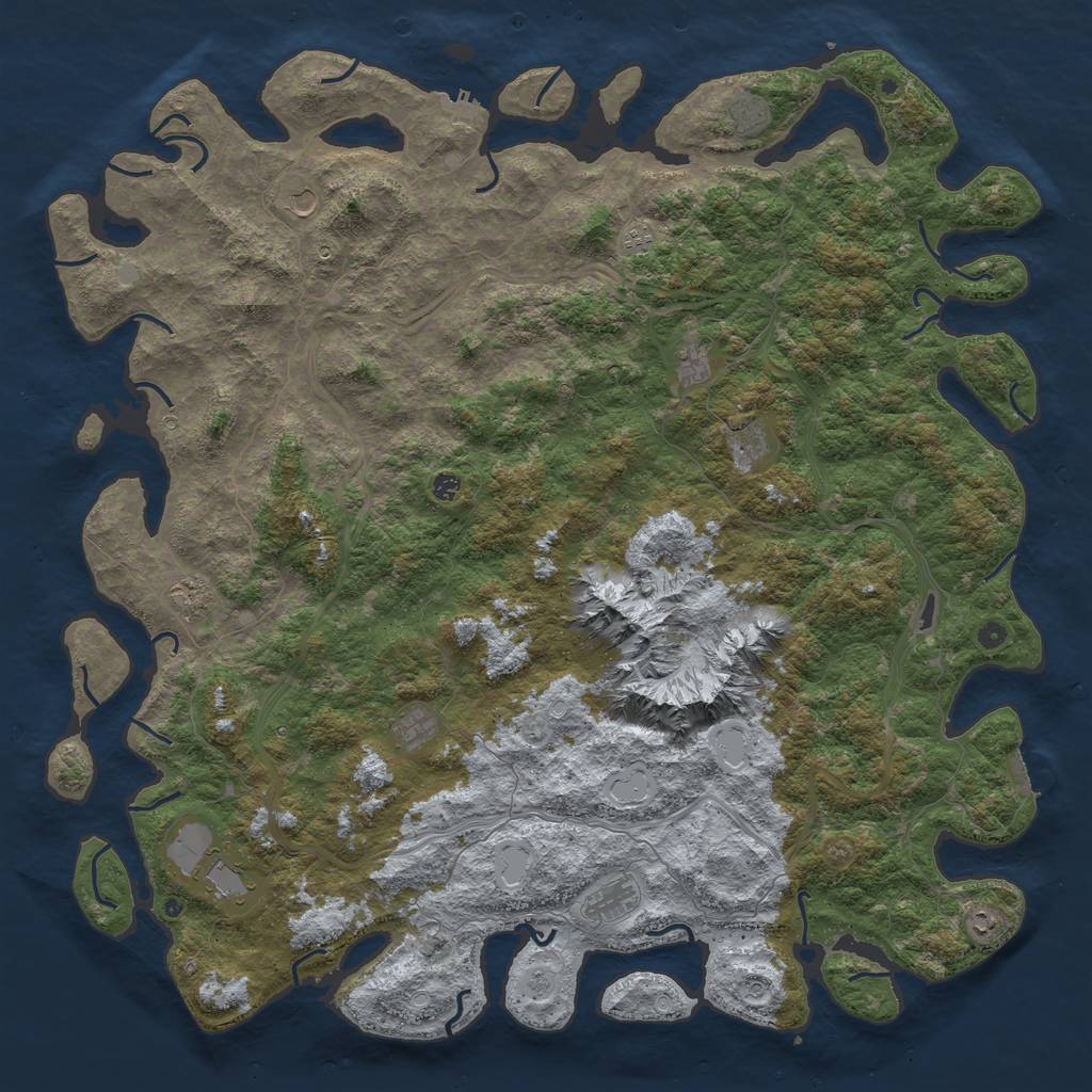 Rust Map: Procedural Map, Size: 6000, Seed: 129088033, 18 Monuments