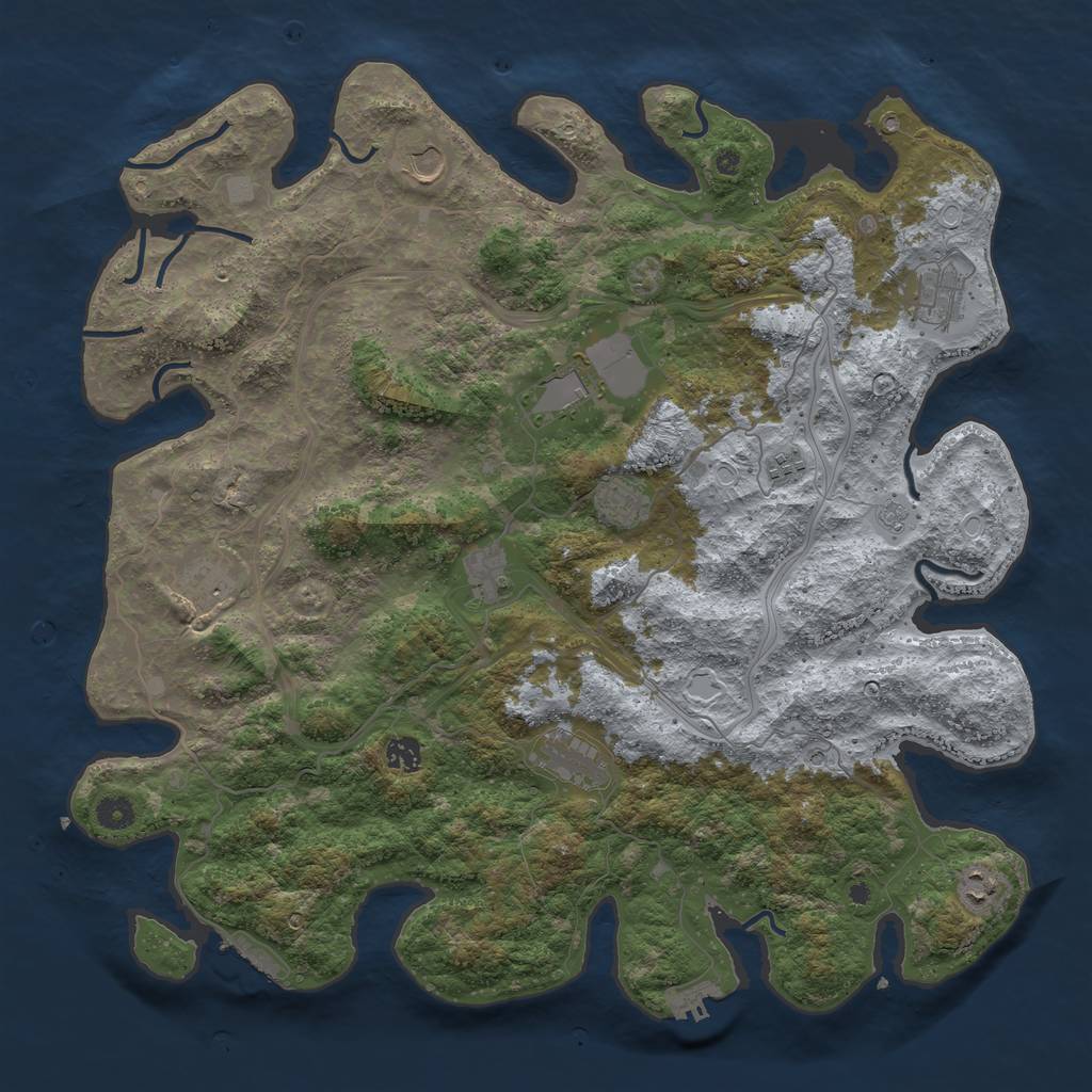 Rust Map: Procedural Map, Size: 4500, Seed: 1832265426, 19 Monuments