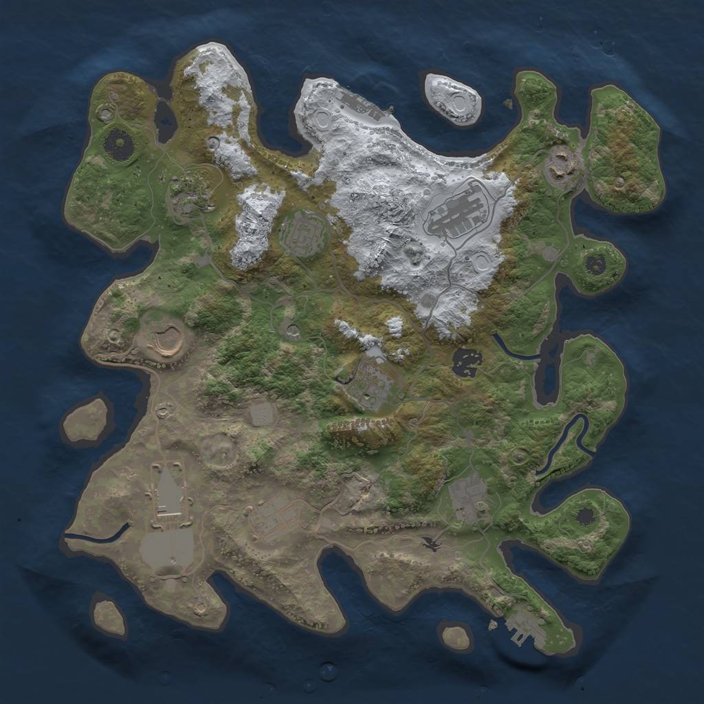 Rust Map: Procedural Map, Size: 3500, Seed: 1902310069, 18 Monuments