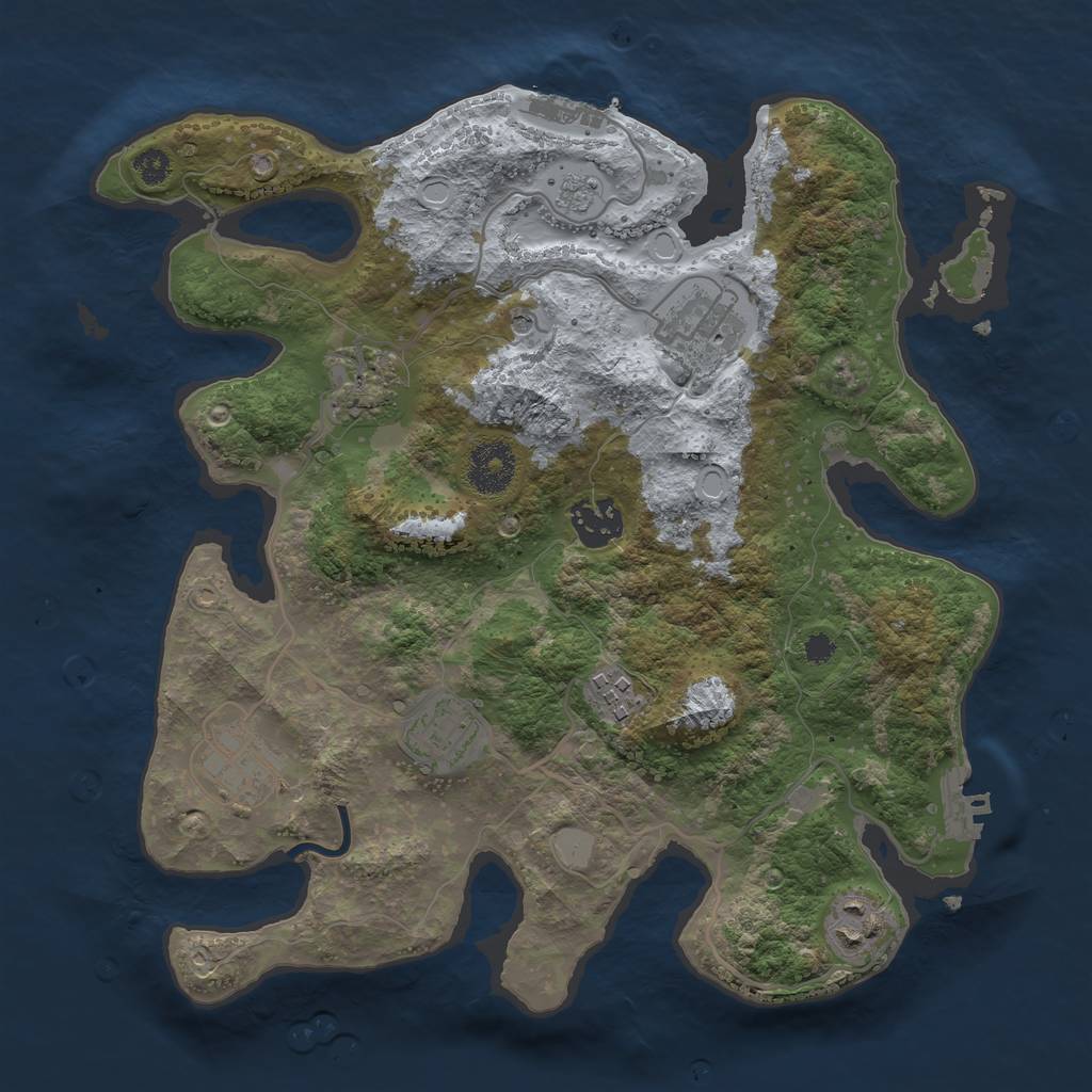 Rust Map: Procedural Map, Size: 3200, Seed: 521158874, 16 Monuments
