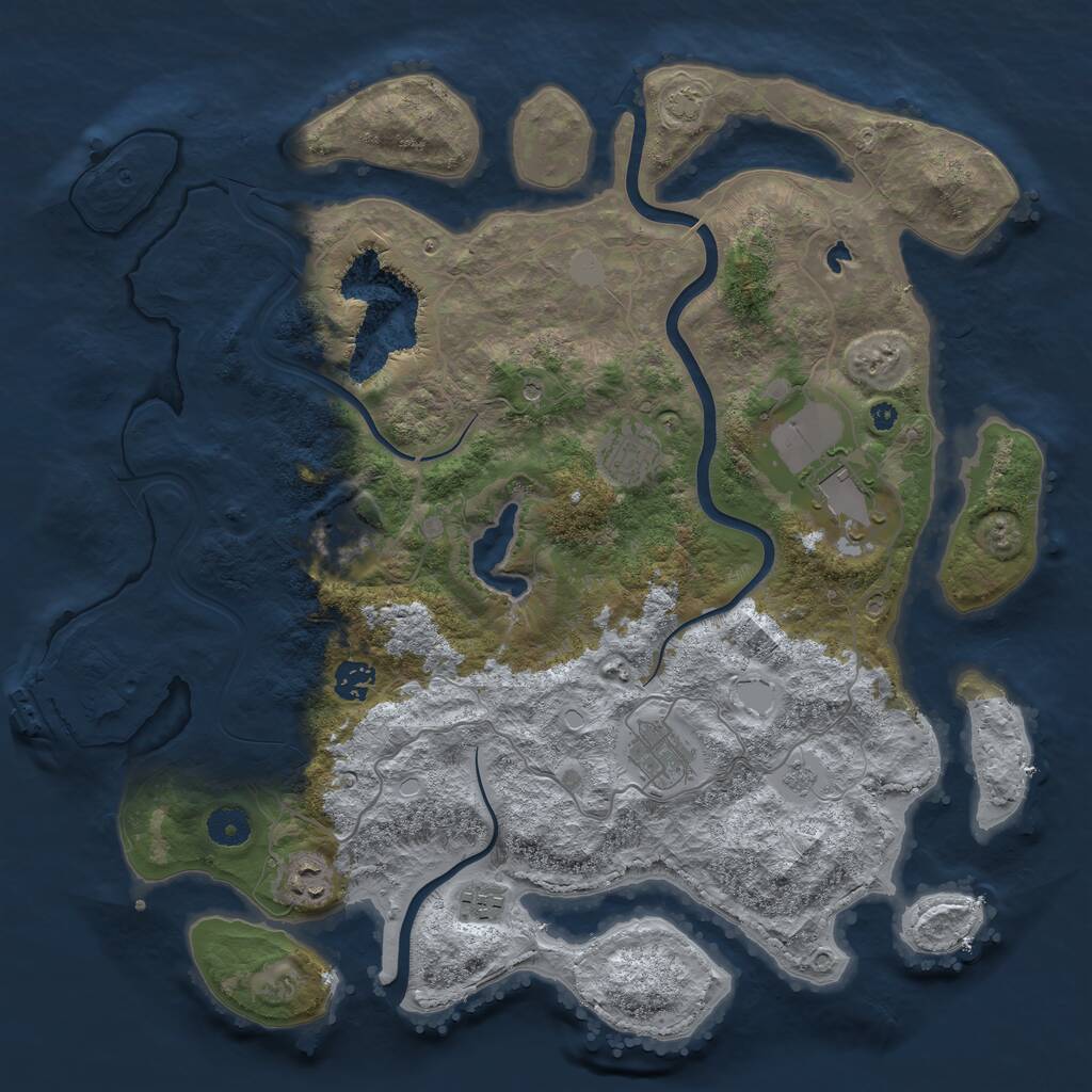 Rust Map: Procedural Map, Size: 4000, Seed: 4545, 12 Monuments