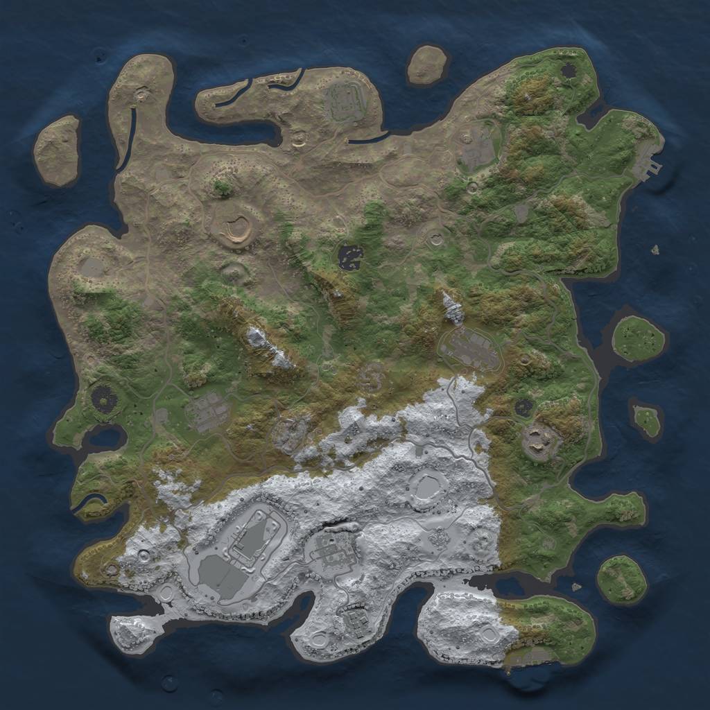 Rust Map: Procedural Map, Size: 4000, Seed: 1294588400, 19 Monuments