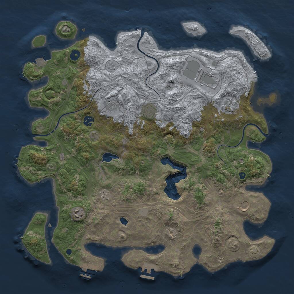 Rust Map: Procedural Map, Size: 4250, Seed: 80483877, 14 Monuments