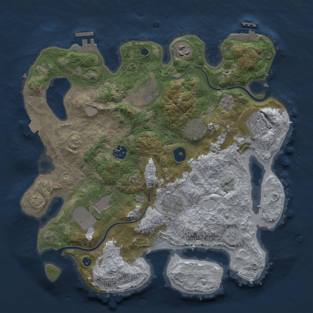 Rust Map: Procedural Map, Size: 3500, Seed: 427244978, 14 Monuments