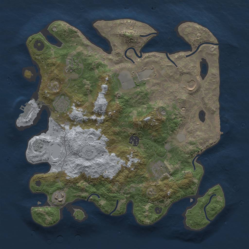 Rust Map: Procedural Map, Size: 3500, Seed: 1006899394, 17 Monuments