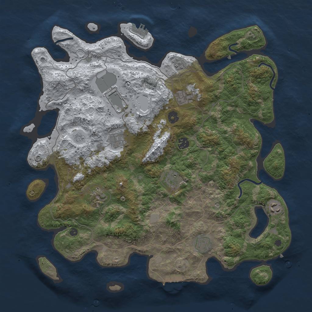 Rust Map: Procedural Map, Size: 4000, Seed: 2114534460, 18 Monuments