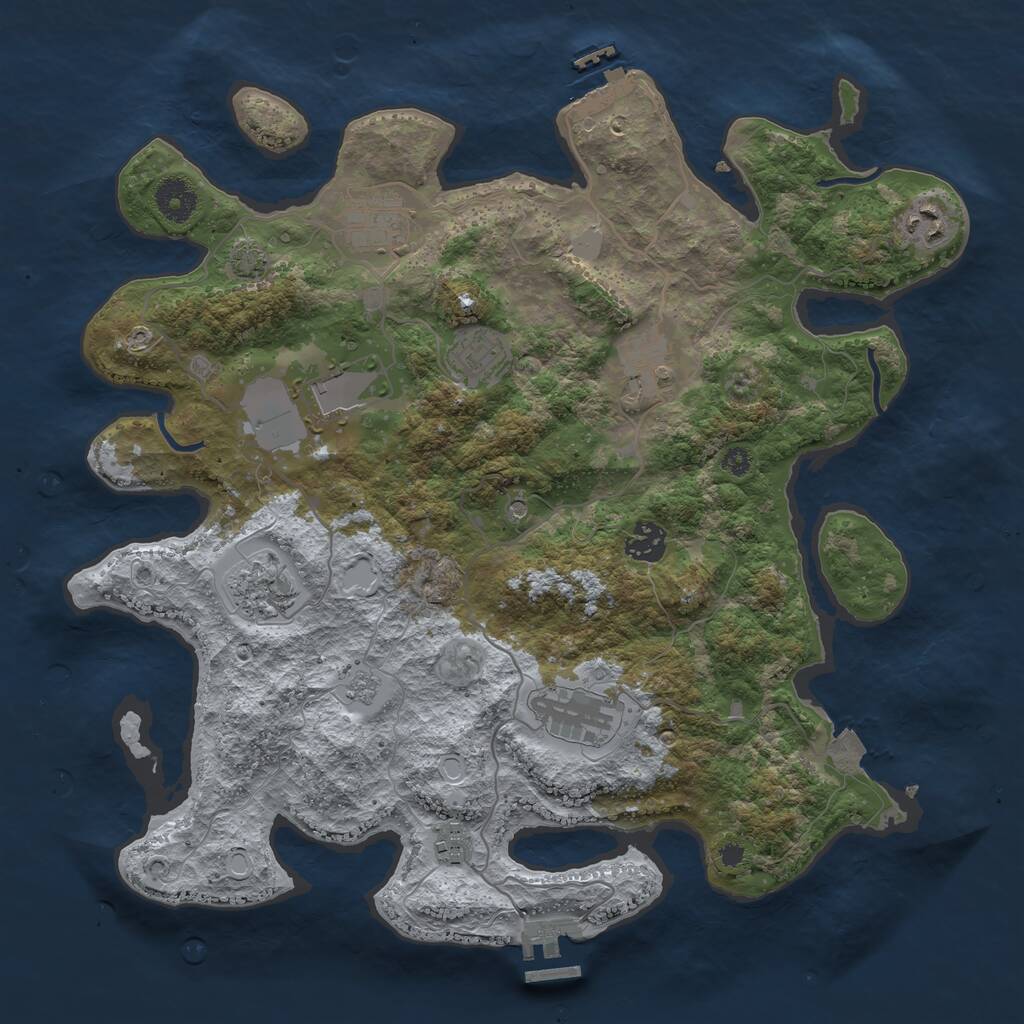 Rust Map: Procedural Map, Size: 3700, Seed: 301766044, 15 Monuments