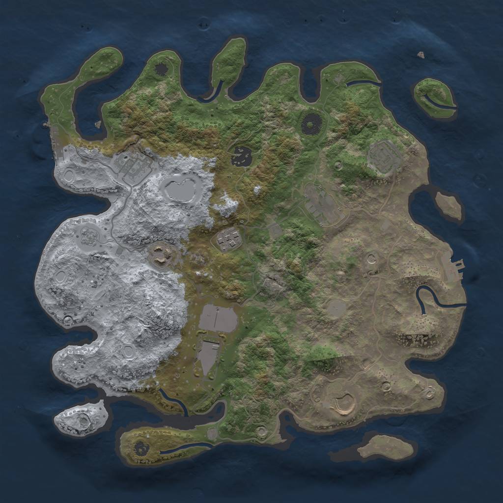 Rust Map: Procedural Map, Size: 3500, Seed: 542227560, 17 Monuments