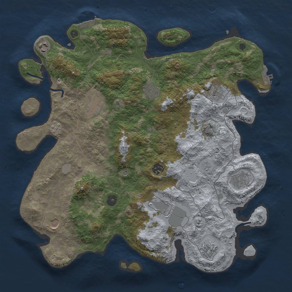 Rust Map: Procedural Map, Size: 4000, Seed: 1168897935, 17 Monuments