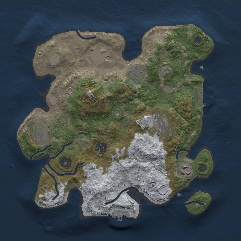 Rust Map: Procedural Map, Size: 3000, Seed: 2055536641, 15 Monuments