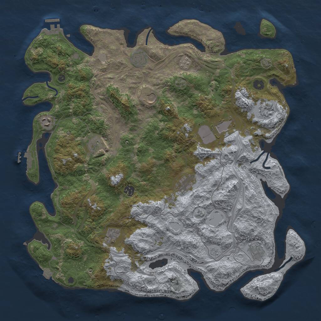 Rust Map: Procedural Map, Size: 4500, Seed: 9876, 17 Monuments