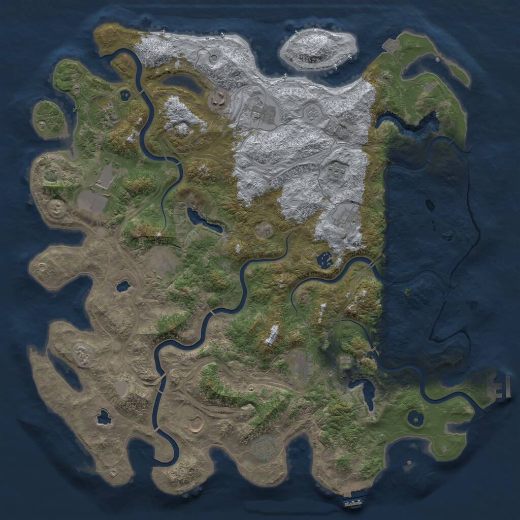 Rust Map: Procedural Map, Size: 4800, Seed: 1929878848, 17 Monuments