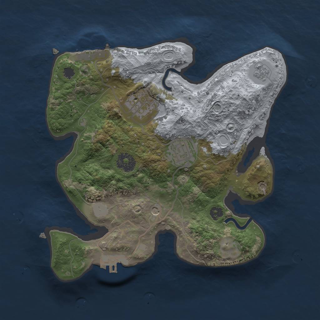 Rust Map: Procedural Map, Size: 2500, Seed: 184400986, 11 Monuments