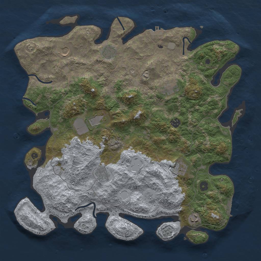 Rust Map: Procedural Map, Size: 4200, Seed: 118201422, 18 Monuments