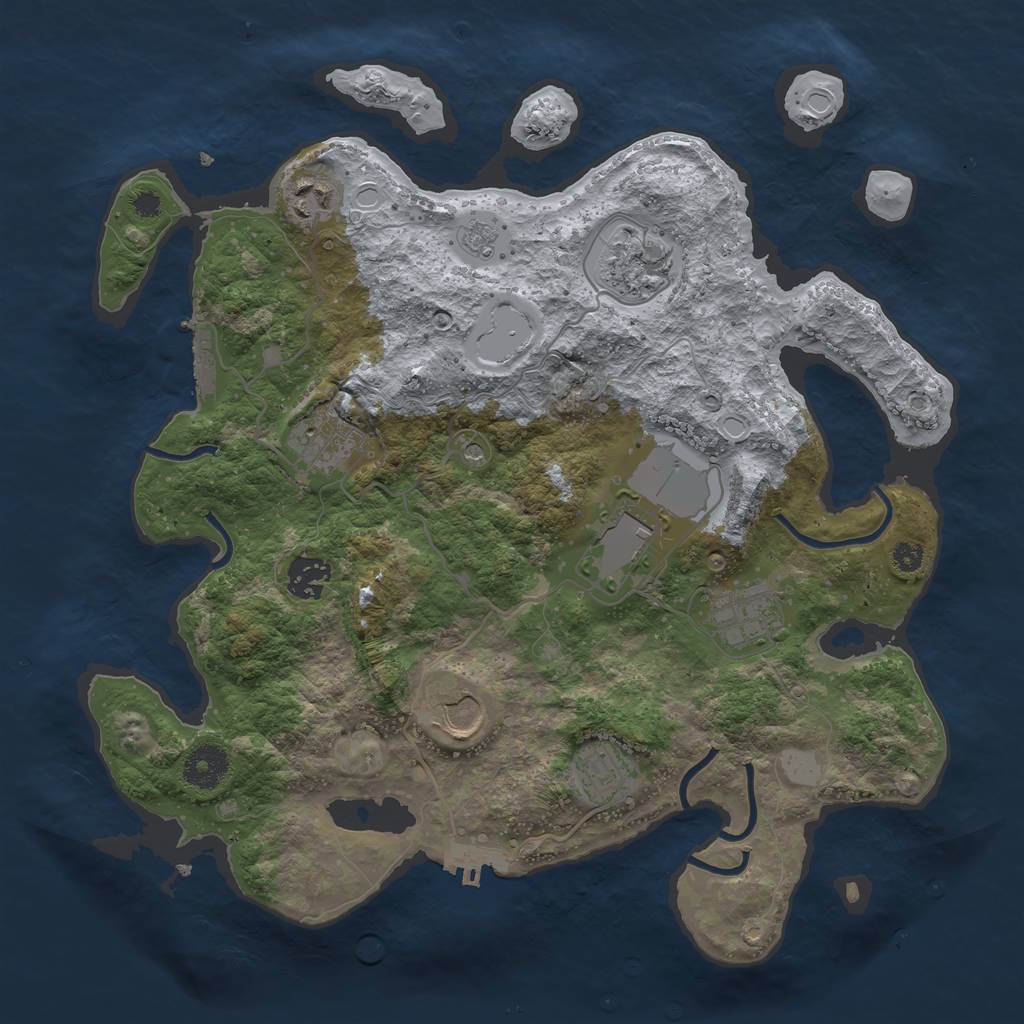 Rust Map: Procedural Map, Size: 3500, Seed: 93242062, 17 Monuments