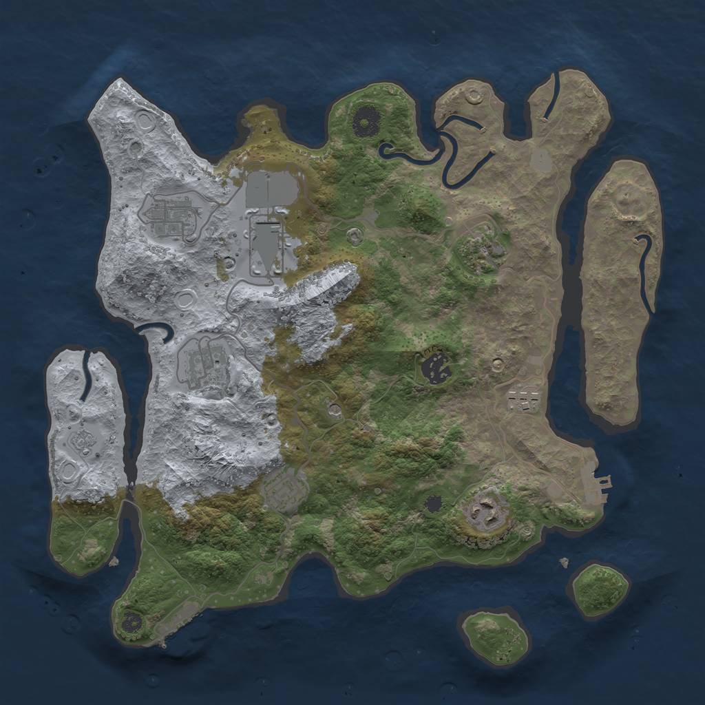 Rust Map: Procedural Map, Size: 3500, Seed: 421846, 17 Monuments