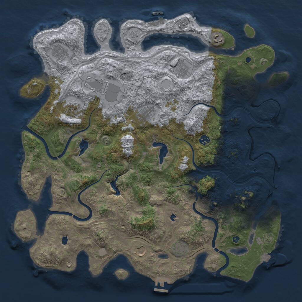 Rust Map: Procedural Map, Size: 4500, Seed: 420420420, 16 Monuments