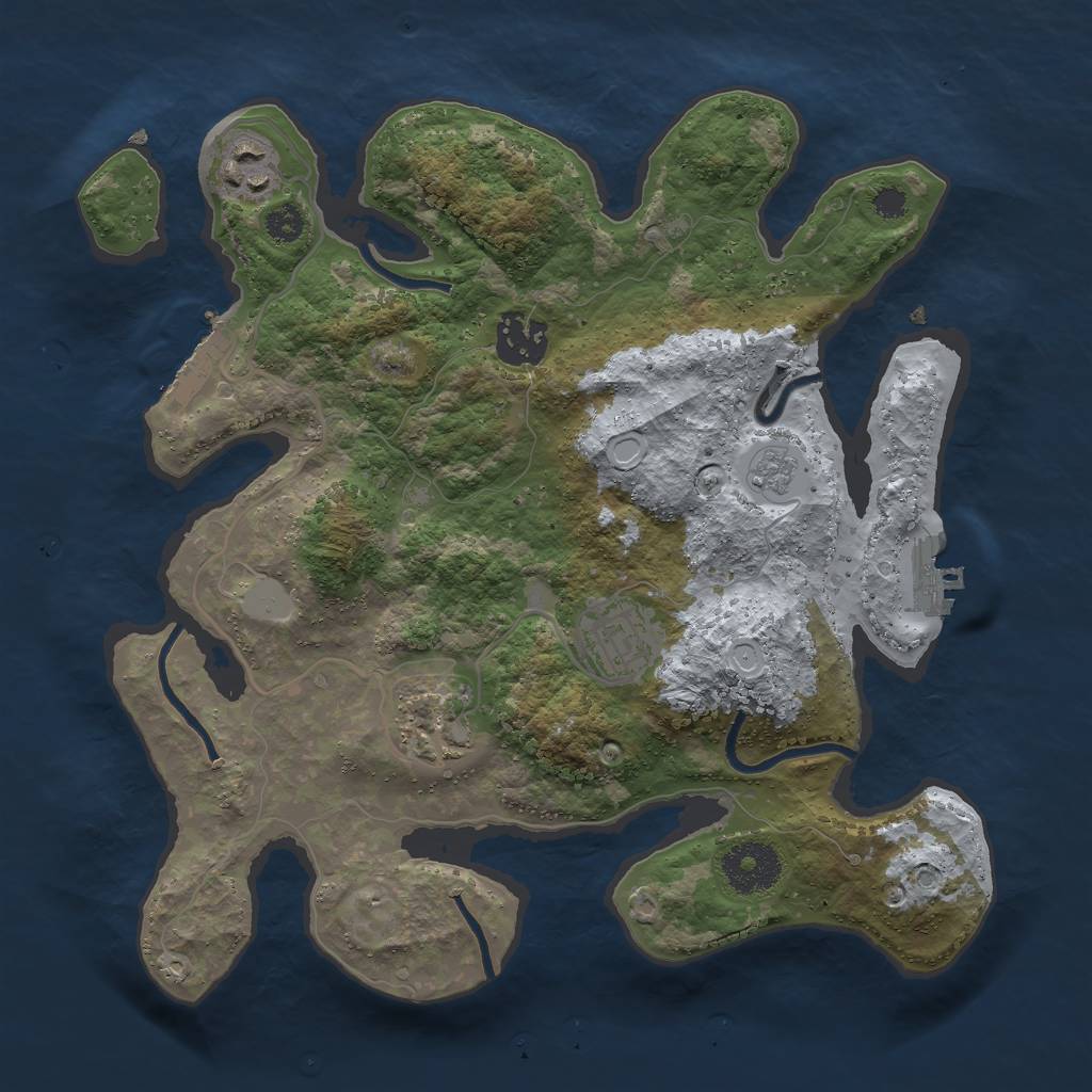 Rust Map: Procedural Map, Size: 3000, Seed: 33469, 12 Monuments