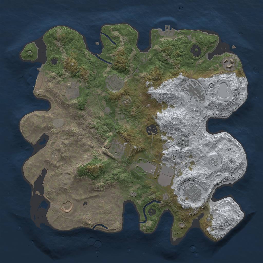 Rust Map: Procedural Map, Size: 3500, Seed: 14358215, 19 Monuments