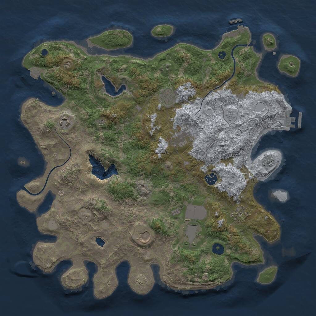 Rust Map: Procedural Map, Size: 4000, Seed: 1994053259, 14 Monuments