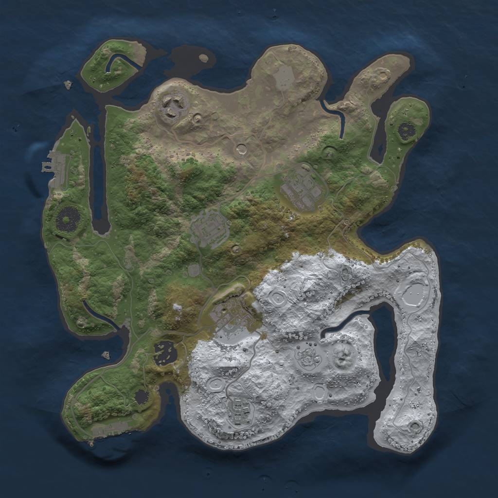 Rust Map: Procedural Map, Size: 3000, Seed: 261, 15 Monuments