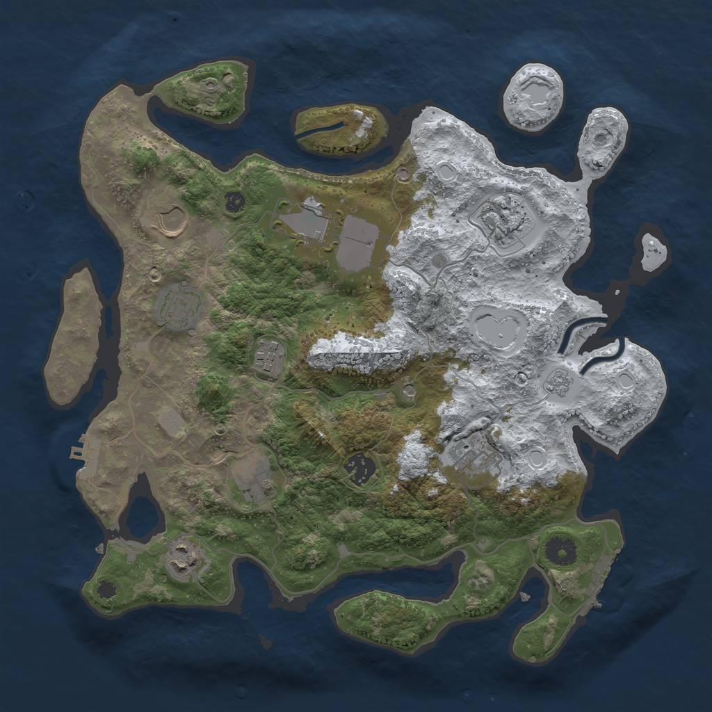 Rust Map: Procedural Map, Size: 3500, Seed: 349947137, 18 Monuments