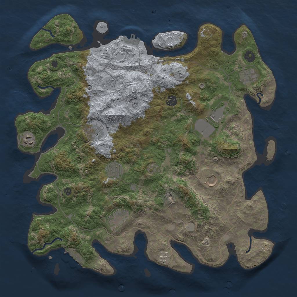 Rust Map: Procedural Map, Size: 4000, Seed: 63238238, 18 Monuments
